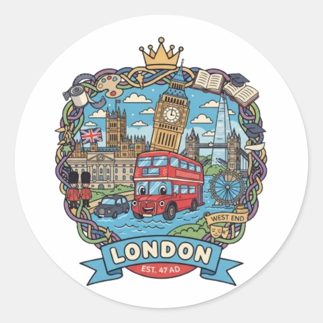 LONDON CLASSIC ROUND STICKER (Front)