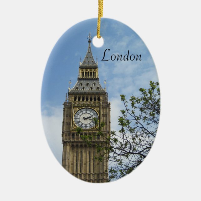 London Clock Tower Ceramic Tree Decoration (Front)