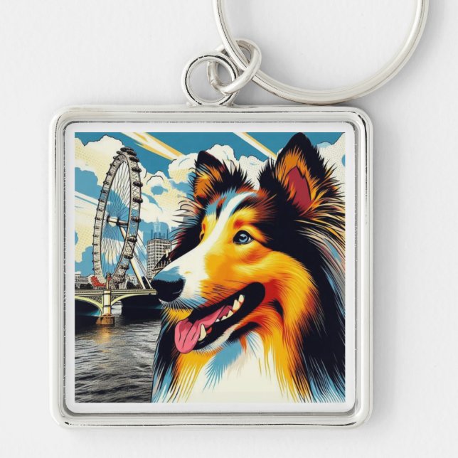 London Collie Key Ring (Front)