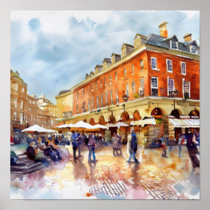 London- Covent Garden Piazza, (A), Watercolor Poster