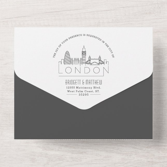 London Deco Skyline | Wedding All In One Invitation (Back)
