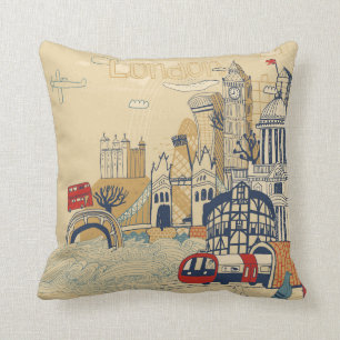 London Doodle Scene Cushion
