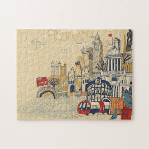 London Doodle Scene Jigsaw Puzzle