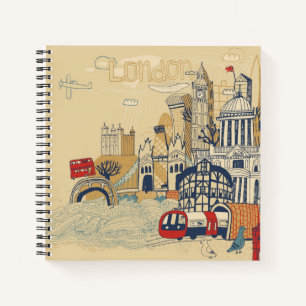 London Doodle Scene Notebook