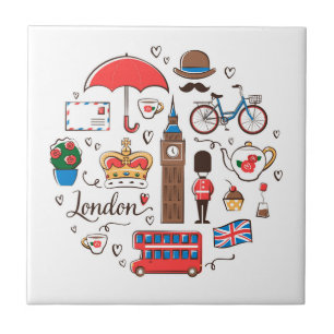 London Doodles Ceramic Tile