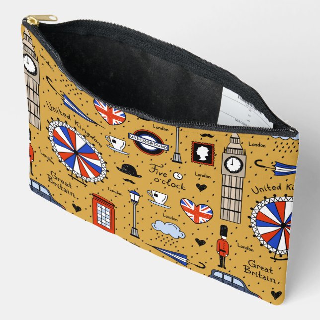 London Doodles Cosmetic Bag (Open)