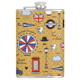 London Doodles Hip Flask