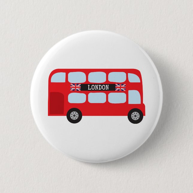 London double-decker bus 6 cm round badge (Front)