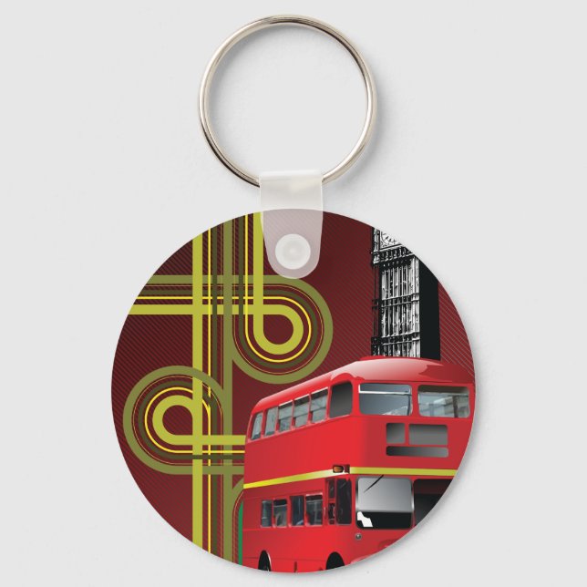 London Double Decker Bus and Big Ben Key Ring (Front)