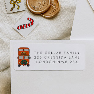 London Double Decker Bus Christmas Return Address Label