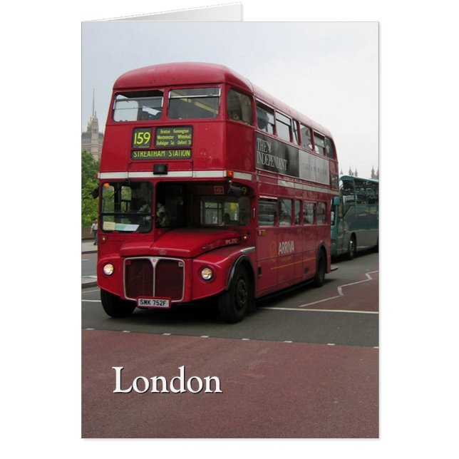 London Double-decker Bus Note Card (Front)