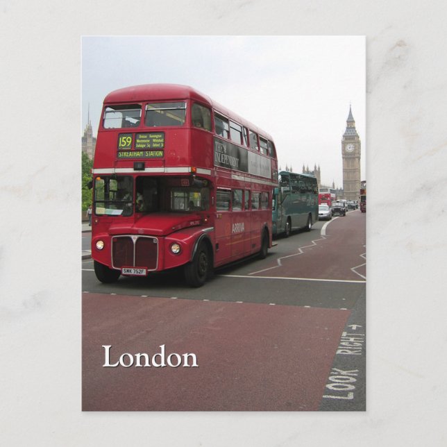 London Double-decker Bus Personalised Postcard (Front)