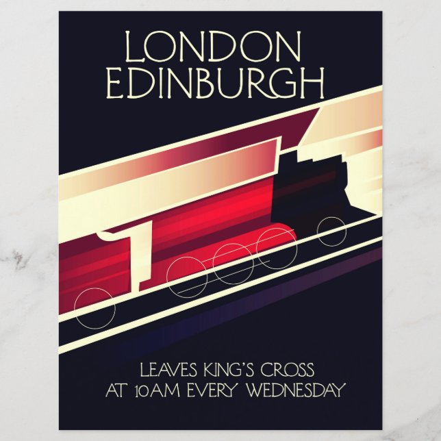 London Edinburgh Locomotive vintage style poster (Front)