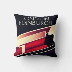 London Edinburgh Locomotive vintage style poster Cushion
