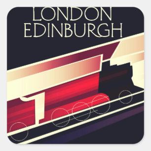 London Edinburgh Locomotive vintage style poster Square Sticker