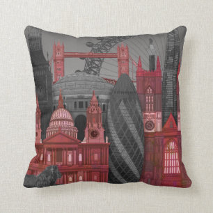 London Elevations by Night - Red Cushion