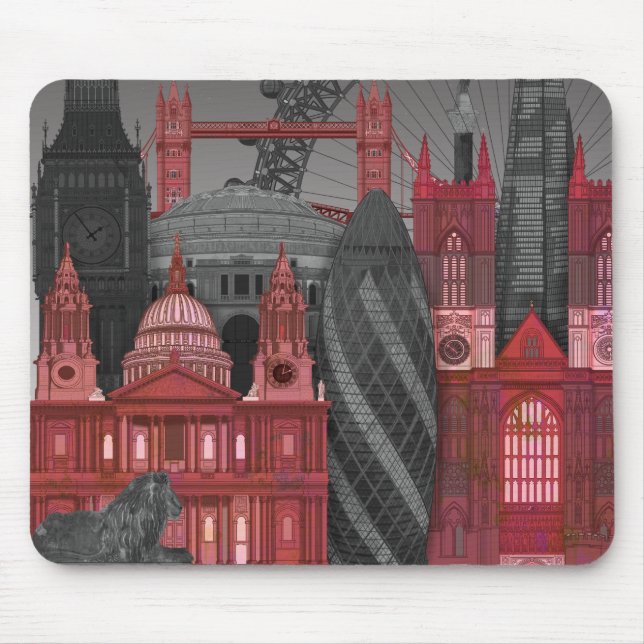 London Elevations by Night - Red Mouse Pad (Front)