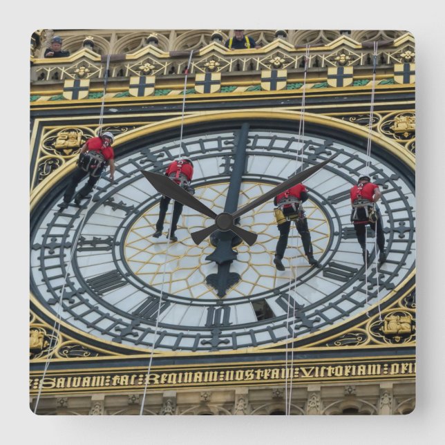 London Elizabeth Tower cleaners square wall clock (Front)