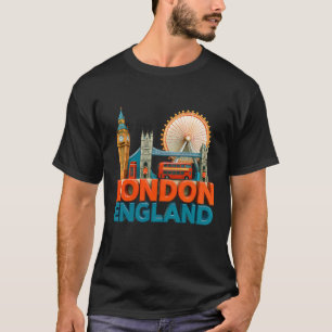 London England Big Ben Buses Bridges Guards Souven T-Shirt