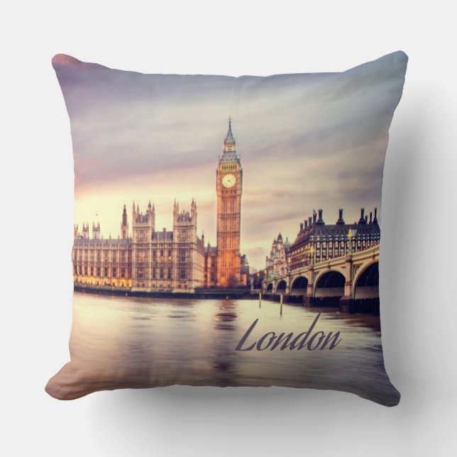 London England Big Ben Cushion (Front)