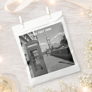 London England Big Ben Vintage Black and white Favour Bag