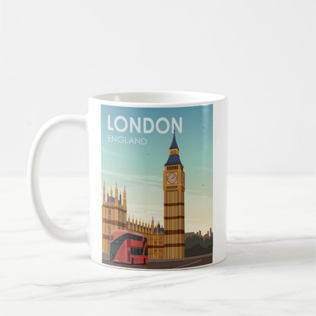 London England Big Ben Vintage Travel Coffee Mug (Left)