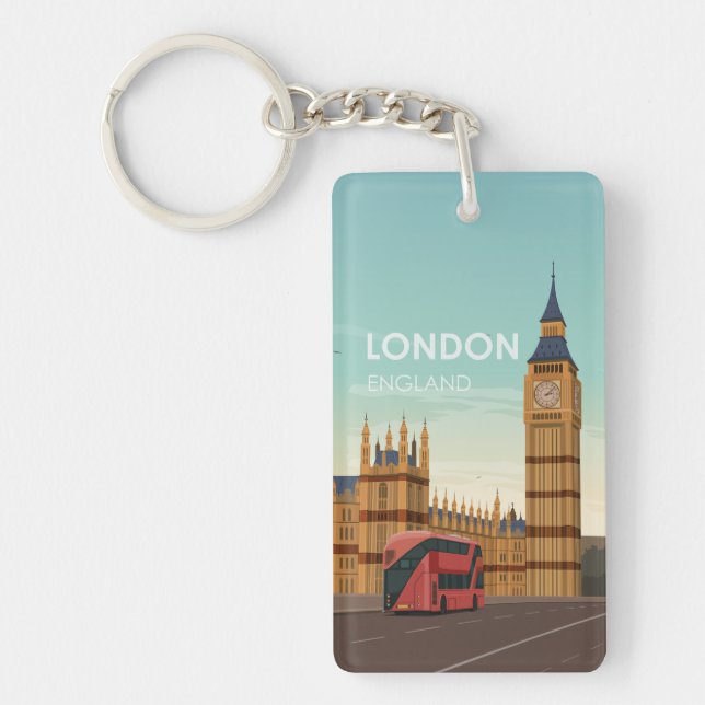 London England Big Ben Vintage Travel Keychain (Front)