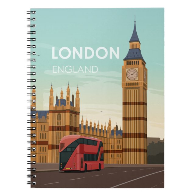 London England Big Ben Vintage Travel Notebook (Front)