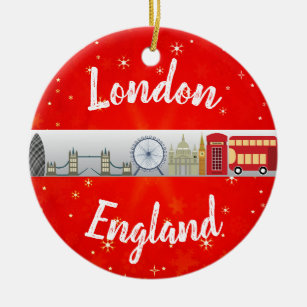 London England British Landmarks Christmas Ceramic Ornament
