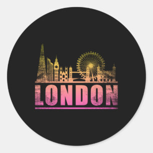 London England City Skyline Cityscape Funny Gift Classic Round Sticker