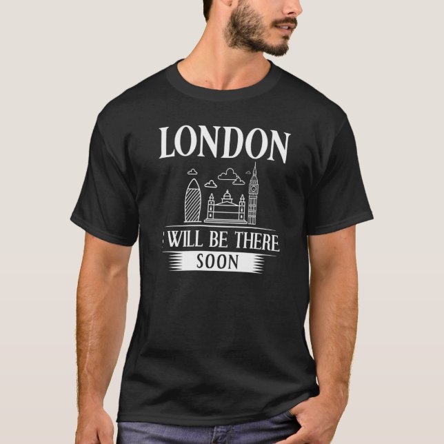 London England City Skyline Map Travel T-Shirt (Front)