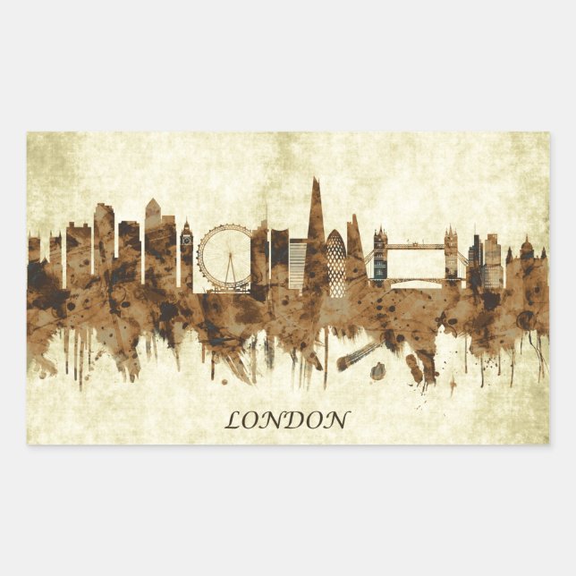 London England Cityscape Rectangular Sticker (Front)