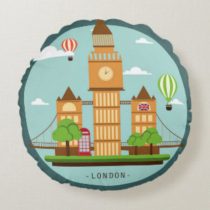 London, England clipart Round Cushion