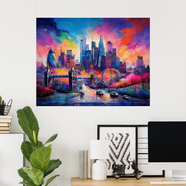 London England Colourful Abstract Art  Poster (Home Office)