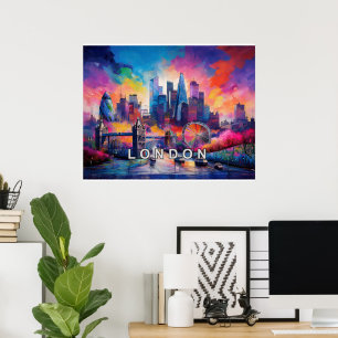 London England Colourful Abstract Art  Poster