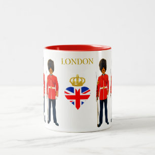 London, England Crown Heart & Beefeaters Two-Tone Coffee Mug