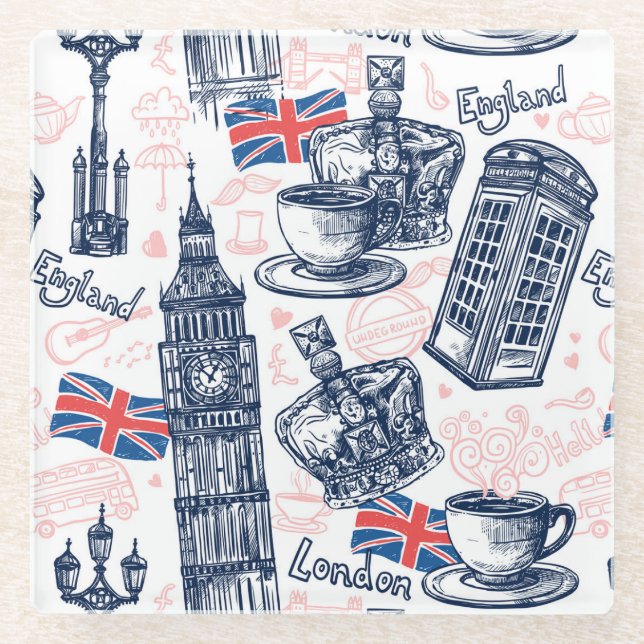 London, England Glass Coaster (Front)