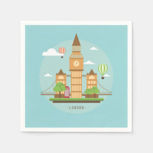 London England Landmarks Cocktail Paper Napkins