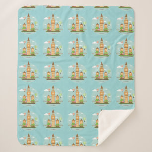 London England Landmarks Sherpa Throw Blanket