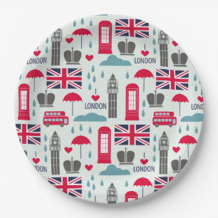 London, England Paper Plate