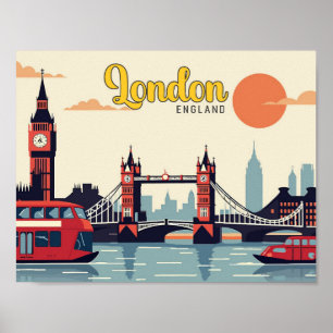 London England Pop Art Travel Illustration Poster