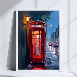 London England Red Telephone Booth Travel Art Poster