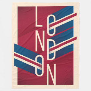 London, England   Retro Illustrated Typography Fleece Blanket