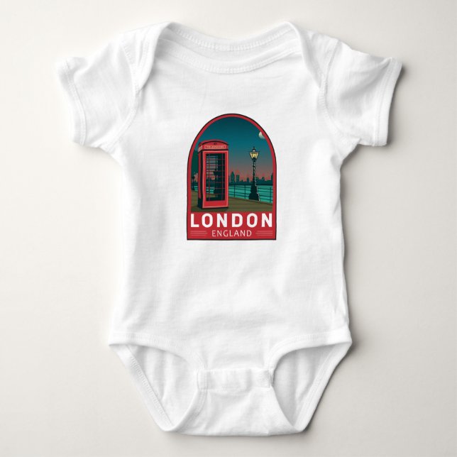 London England Retro Travel Art Vintage Baby Bodysuit (Front)