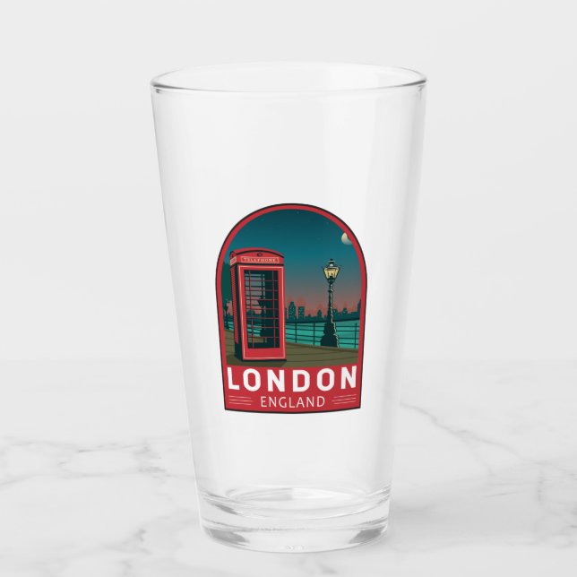 London England Retro Travel Art Vintage Glass (Front)