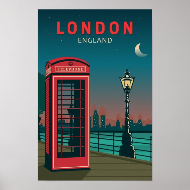 London England Retro Travel Art Vintage Poster (Front)