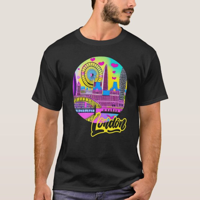 London England Retro Vaporwave 90s Colourful Mod T T-Shirt (Front)