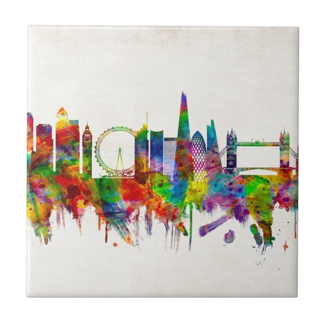 London England Skyline Ceramic Tile (Front)