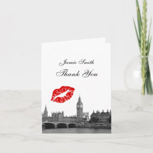 London England Skyline Kiss #1 BW Thank You Card