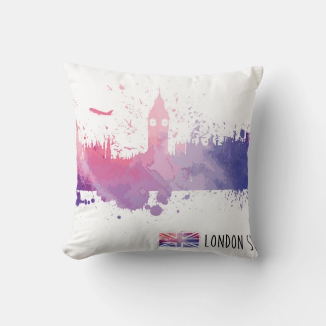 London England Skyline Splash Cushion (Front)